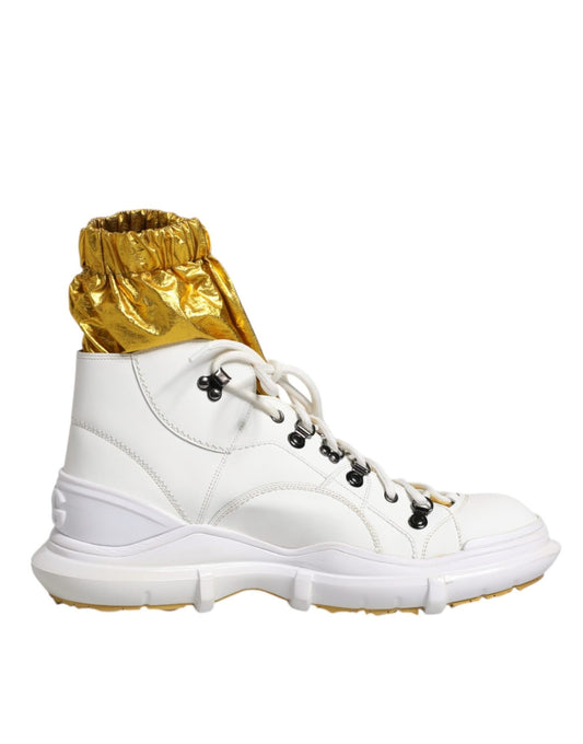 Dolce & Gabbana White Nylon Galileo High Top Sneakers Shoes - SMARTMARTNZ
