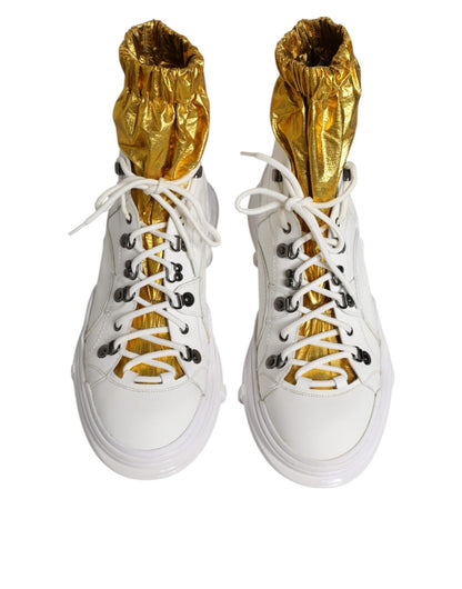 Dolce & Gabbana White Nylon Galileo High Top Sneakers Shoes - SMARTMARTNZ