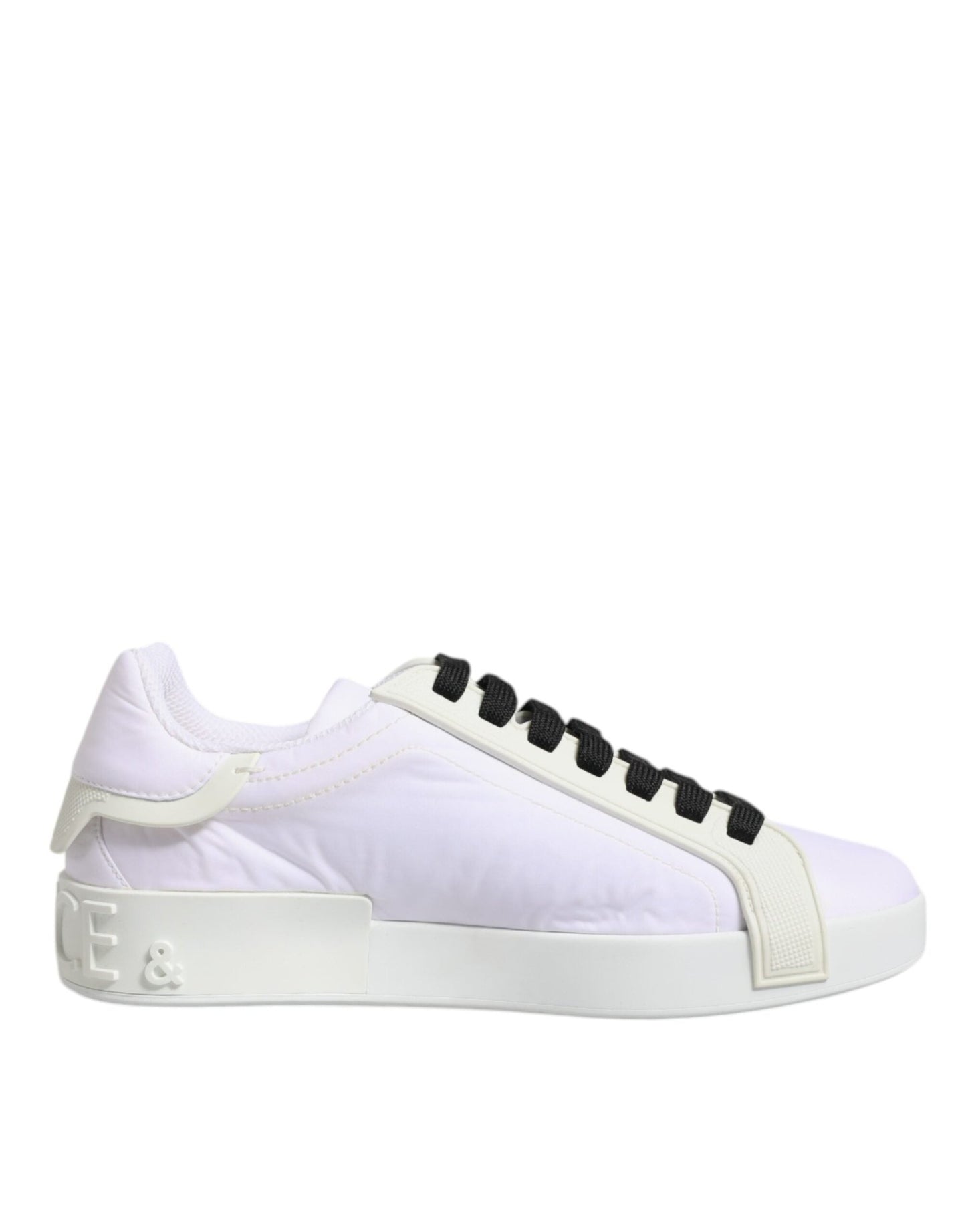 Dolce & Gabbana White Nylon Leather Low Top Sneakers Shoes - SMARTMARTNZ
