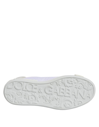 Dolce & Gabbana White Nylon Leather Low Top Sneakers Shoes - SMARTMARTNZ