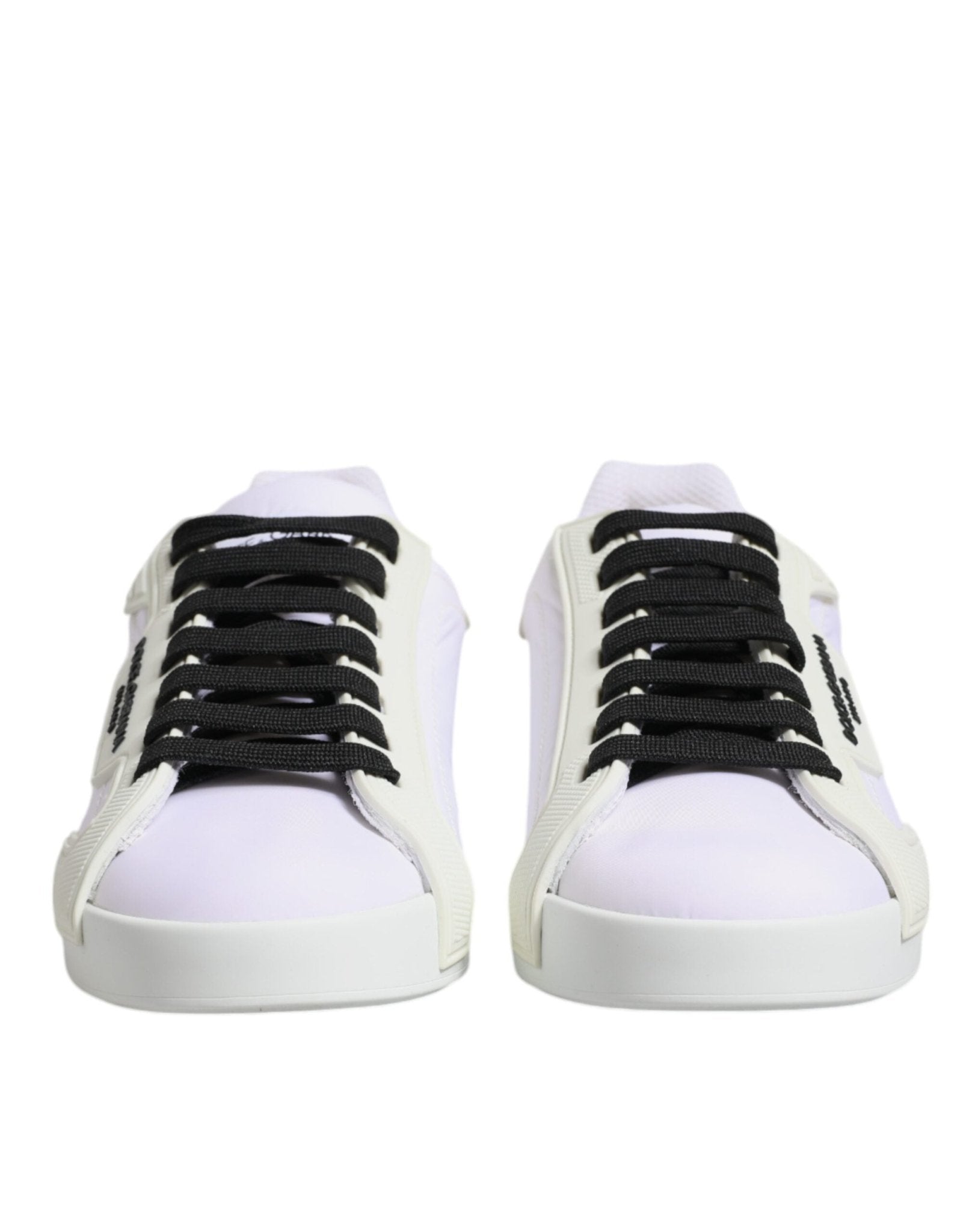 Dolce & Gabbana White Nylon Leather Low Top Sneakers Shoes - SMARTMARTNZ