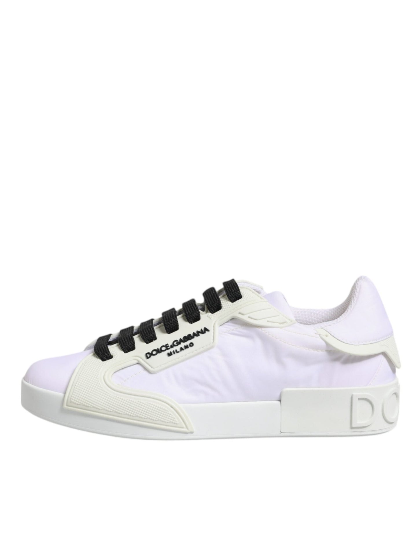 Dolce & Gabbana White Nylon Leather Low Top Sneakers Shoes - SMARTMARTNZ