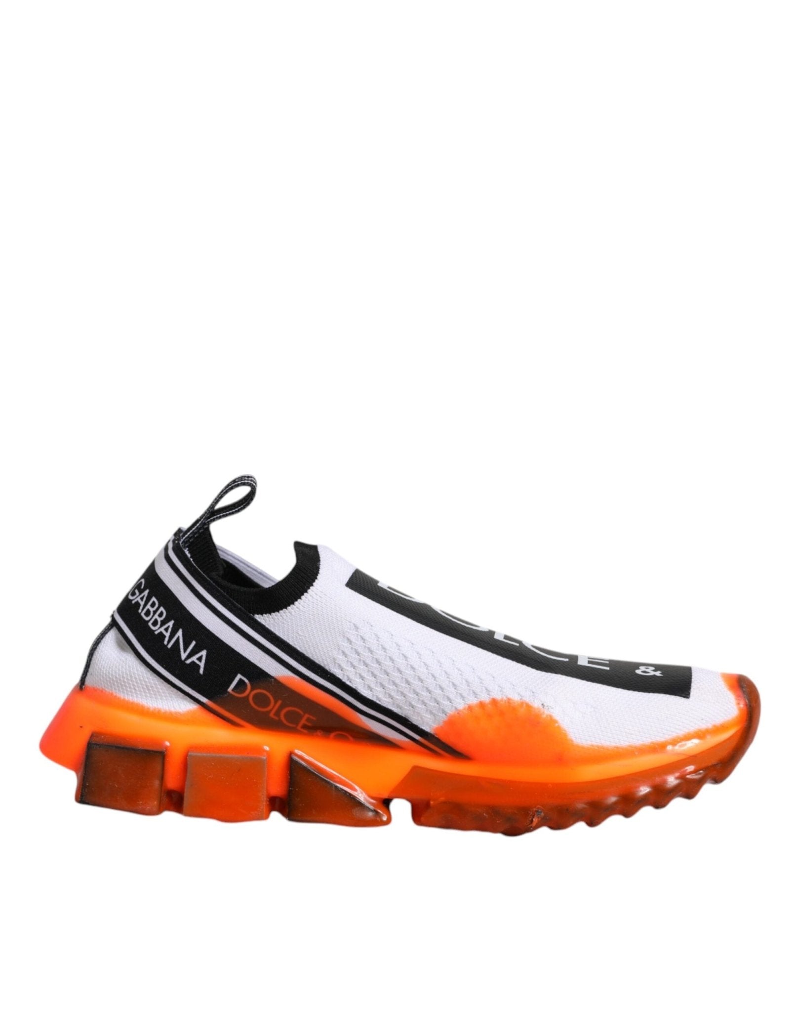 Dolce & Gabbana White Orange Slip On Sorrento Sneakers Shoes - SMARTMARTNZ
