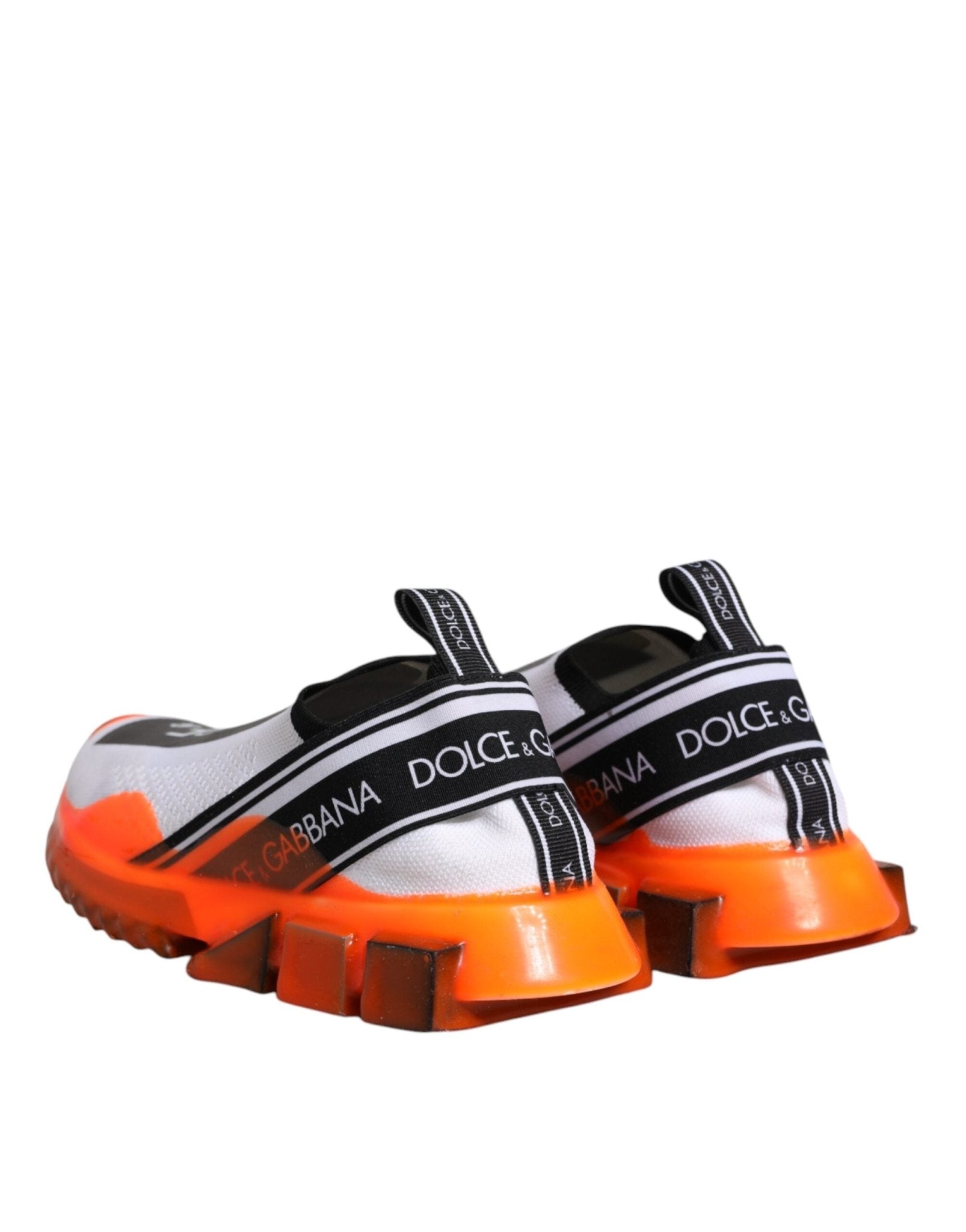 Dolce & Gabbana White Orange Slip On Sorrento Sneakers Shoes - SMARTMARTNZ