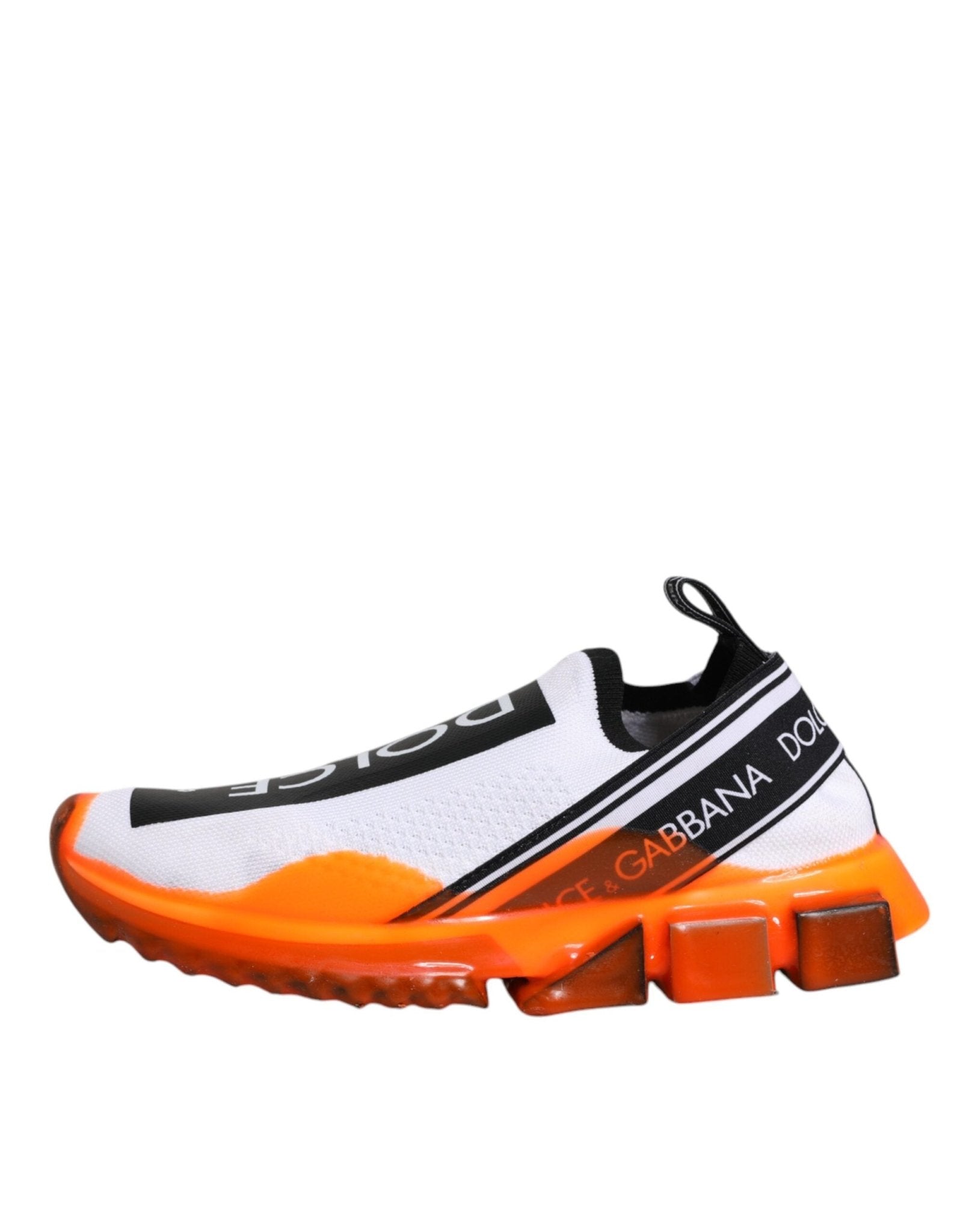 Dolce & Gabbana White Orange Slip On Sorrento Sneakers Shoes - SMARTMARTNZ