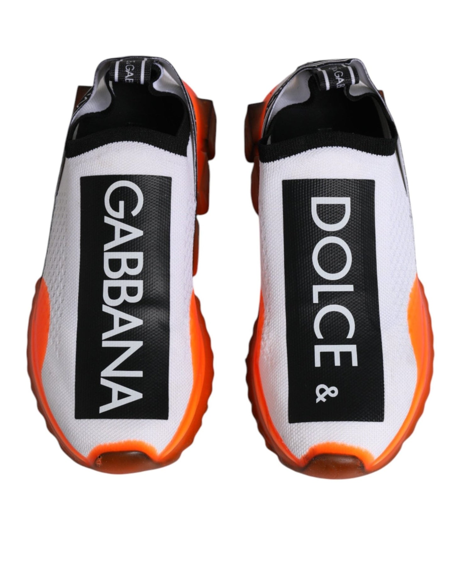 Dolce & Gabbana White Orange Slip On Sorrento Sneakers Shoes - SMARTMARTNZ