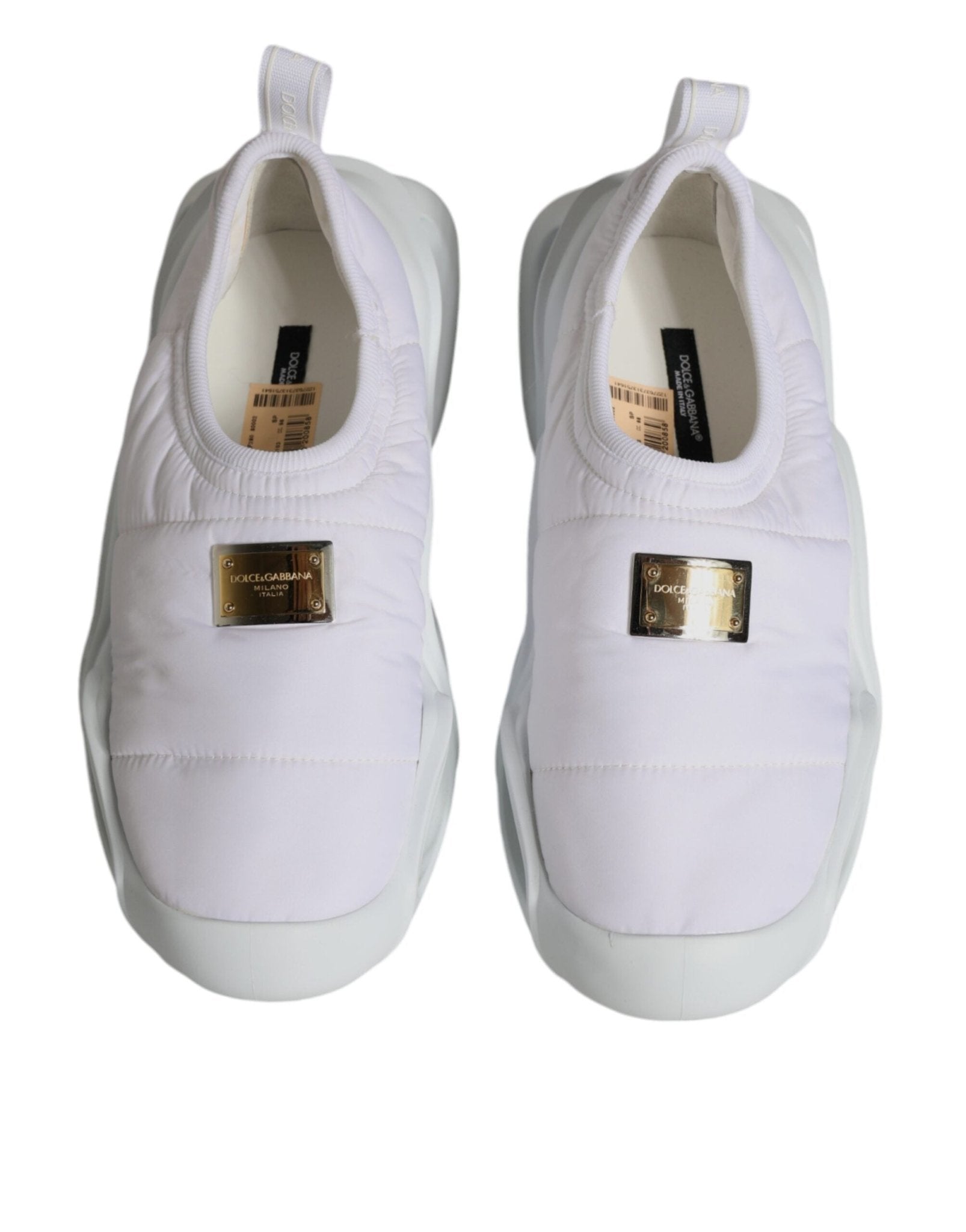 Dolce & Gabbana White Padded Fabric Low Top Sneakers Shoes - SMARTMARTNZ
