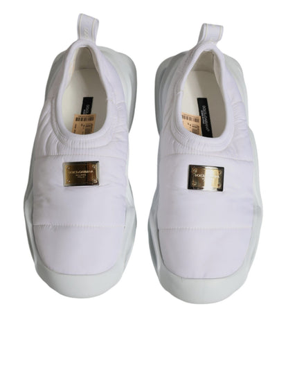 Dolce & Gabbana White Padded Fabric Low Top Sneakers Shoes - SMARTMARTNZ