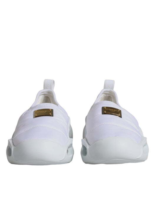 Dolce & Gabbana White Padded Fabric Low Top Sneakers Shoes - SMARTMARTNZ