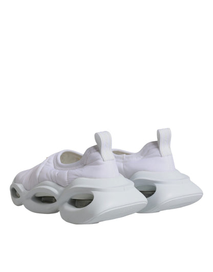 Dolce & Gabbana White Padded Fabric Low Top Sneakers Shoes - SMARTMARTNZ