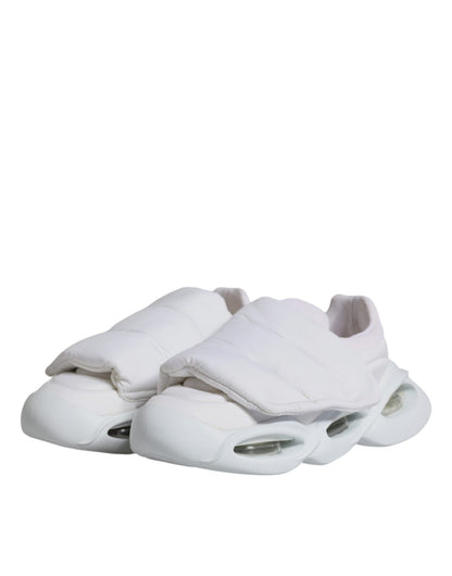 Dolce & Gabbana White Padded Fabric Low Top Sneakers Shoes - SMARTMARTNZ