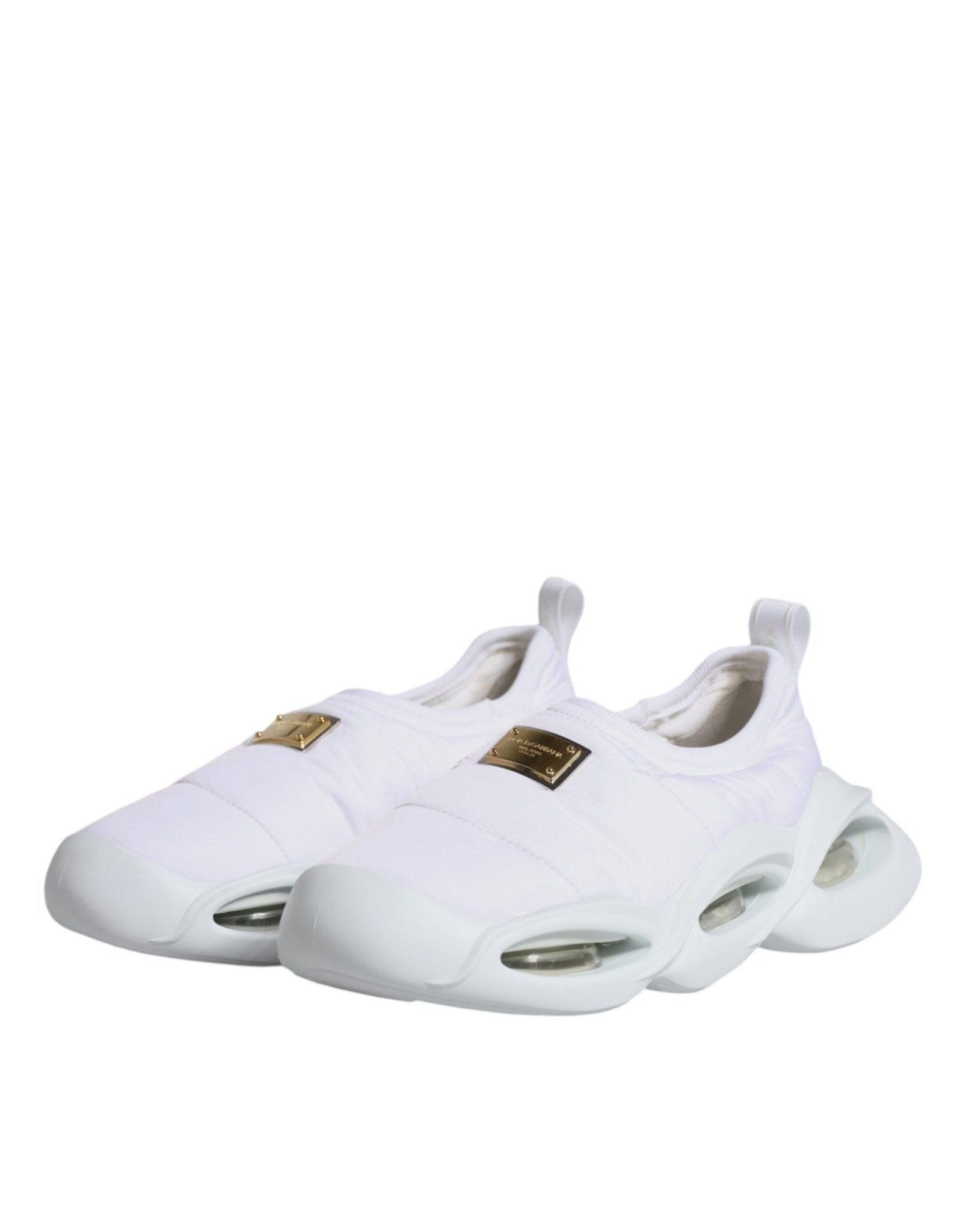 Dolce & Gabbana White Padded Fabric Low Top Sneakers Shoes - SMARTMARTNZ