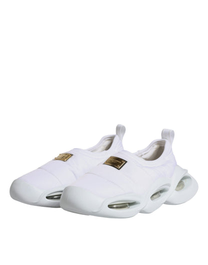 Dolce & Gabbana White Padded Fabric Low Top Sneakers Shoes - SMARTMARTNZ