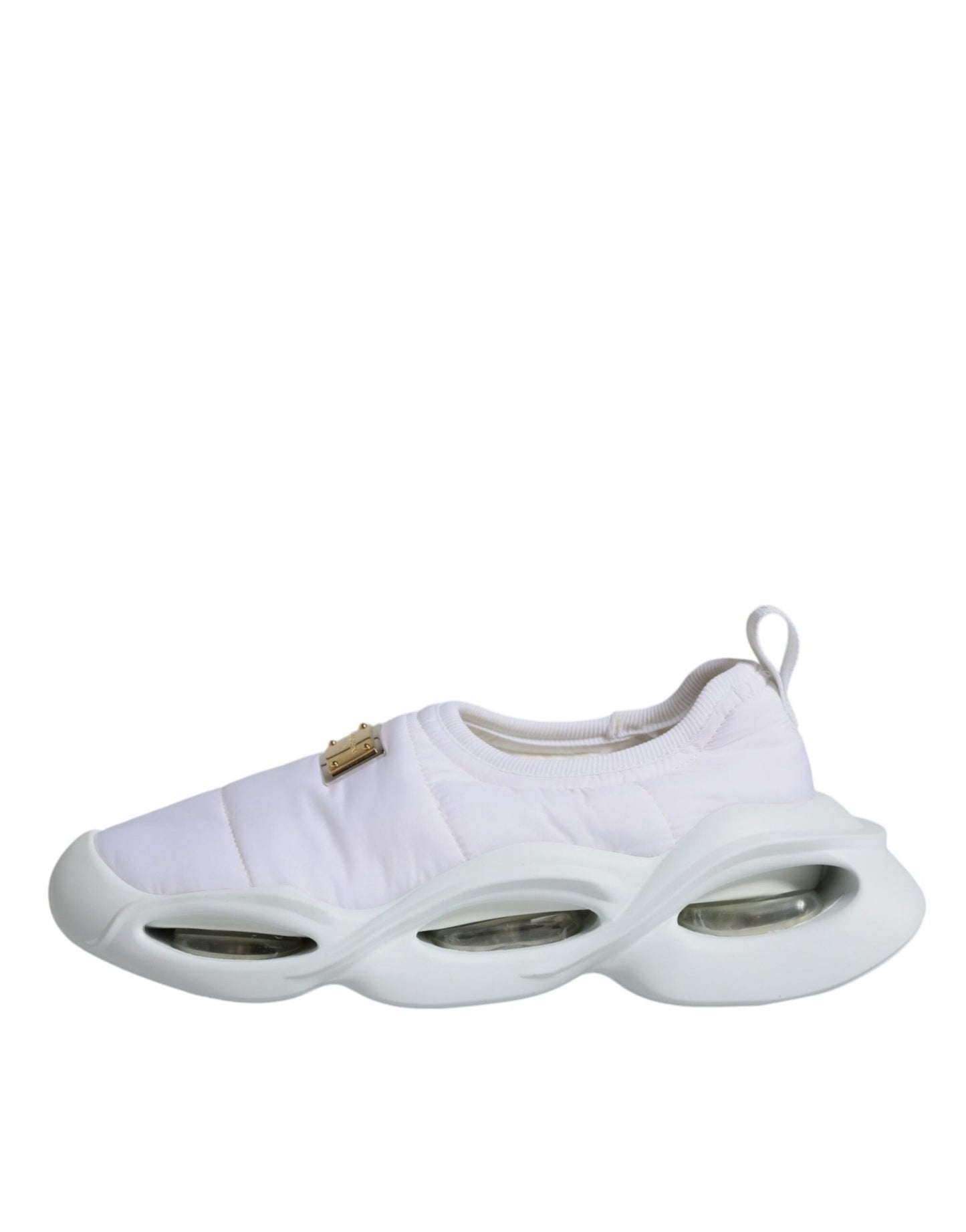 Dolce & Gabbana White Padded Fabric Low Top Sneakers Shoes - SMARTMARTNZ