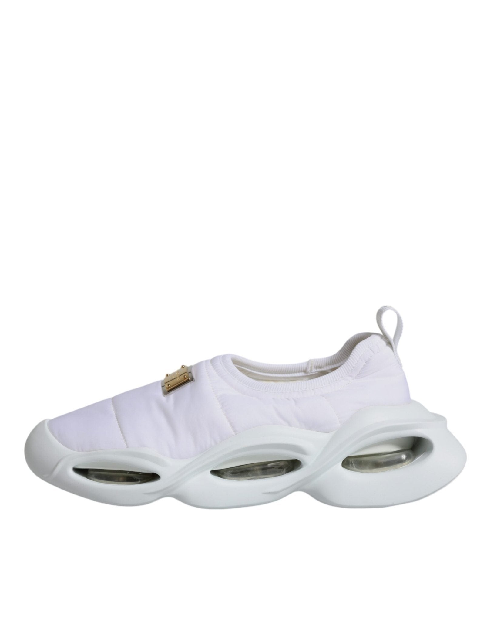 Dolce & Gabbana White Padded Fabric Low Top Sneakers Shoes - SMARTMARTNZ