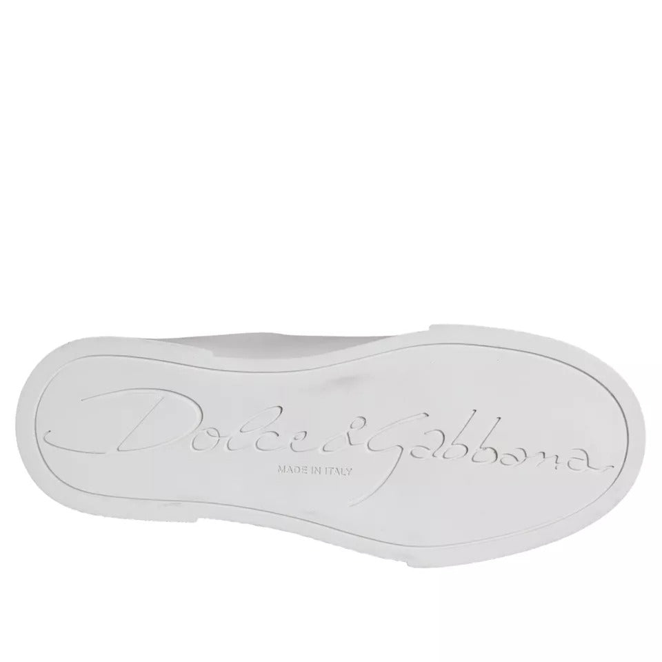 Dolce & Gabbana White Patch Calfskin Nappa Portofino Sneakers Shoes - SMARTMARTNZ