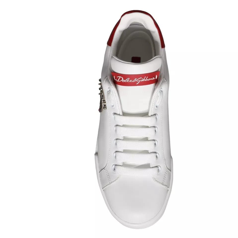 Dolce & Gabbana White Patch Calfskin Nappa Portofino Sneakers Shoes - SMARTMARTNZ