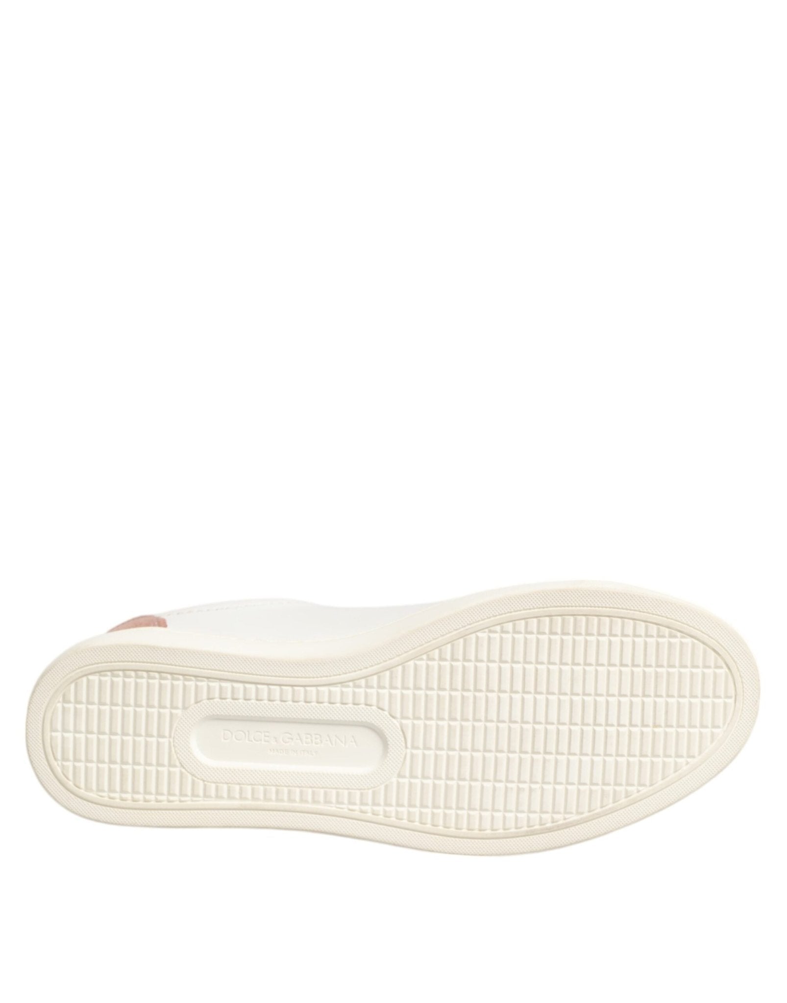 Dolce & Gabbana White Pink Leather Low Top Sneakers Shoes - SMARTMARTNZ
