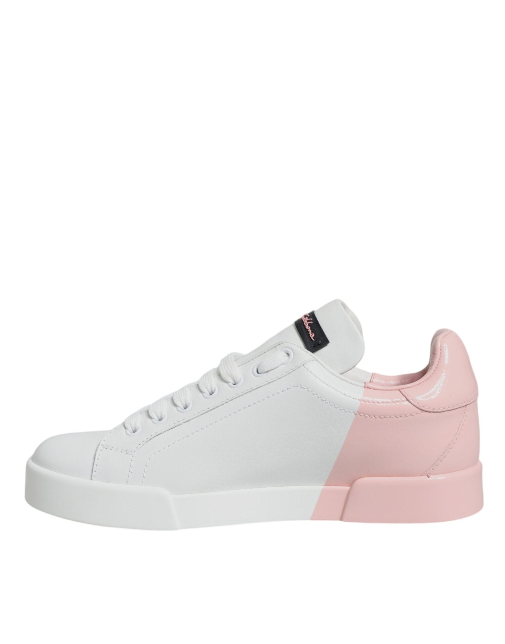 Dolce & Gabbana White Pink Portofino Low Top Sneakers Shoes - SMARTMARTNZ