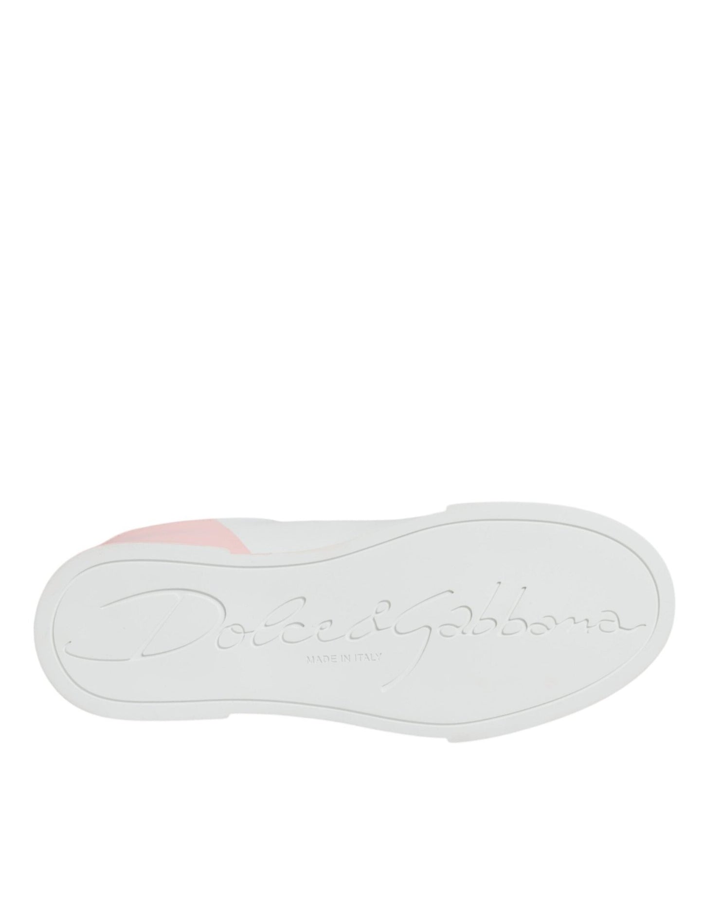 Dolce & Gabbana White Pink Portofino Low Top Sneakers Shoes - SMARTMARTNZ