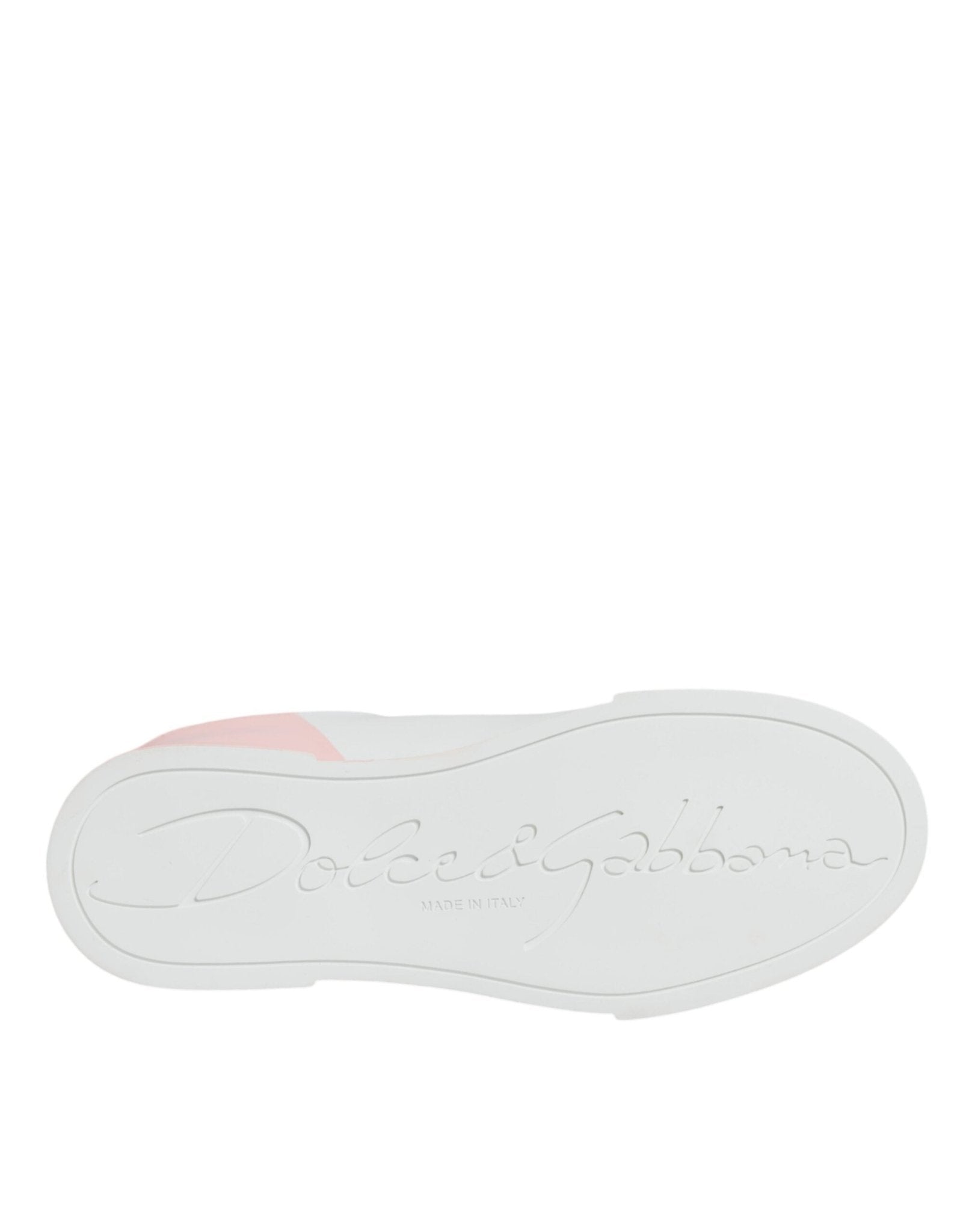Dolce & Gabbana White Pink Portofino Low Top Sneakers Shoes - SMARTMARTNZ
