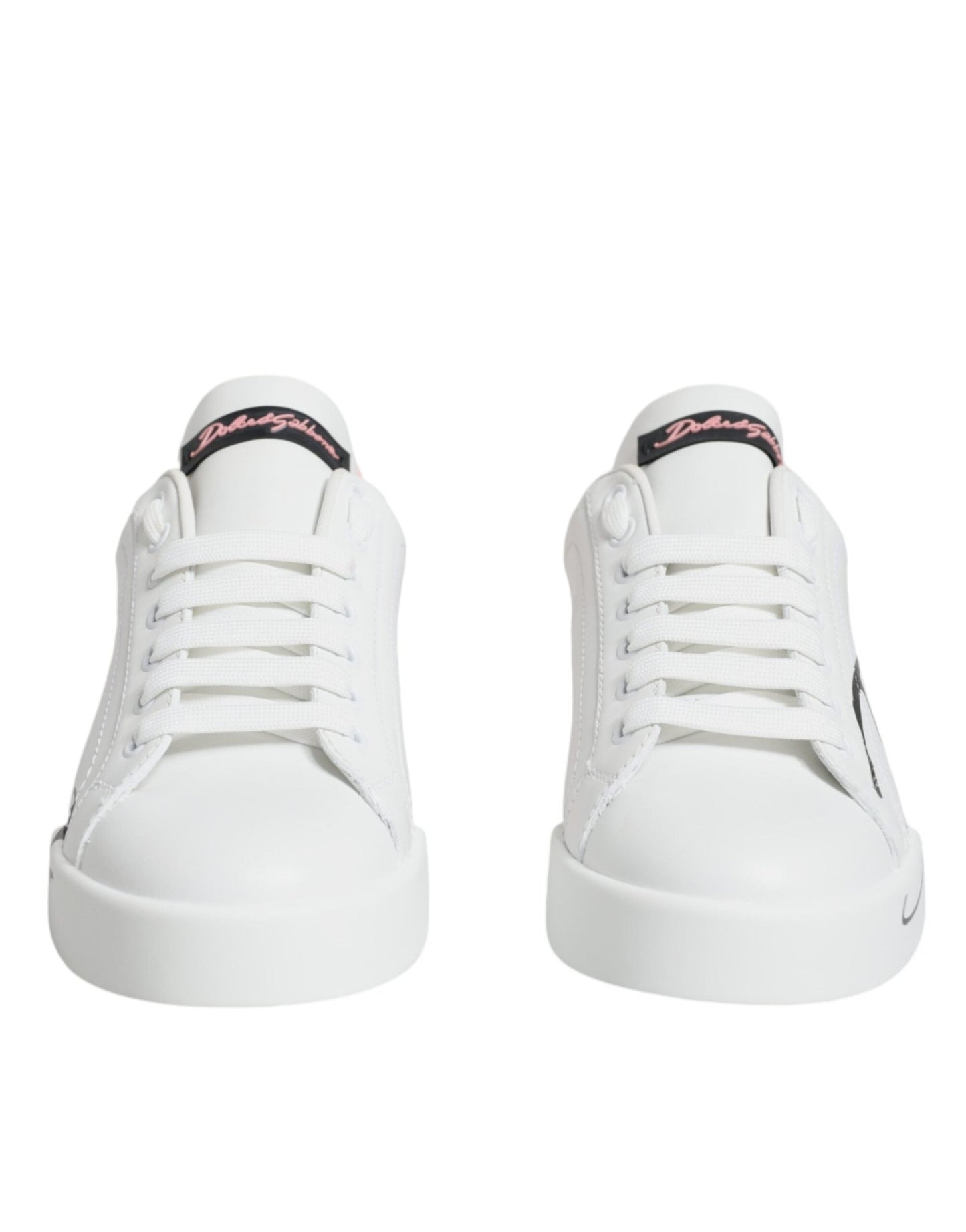 Dolce & Gabbana White Pink Portofino Low Top Sneakers Shoes - SMARTMARTNZ