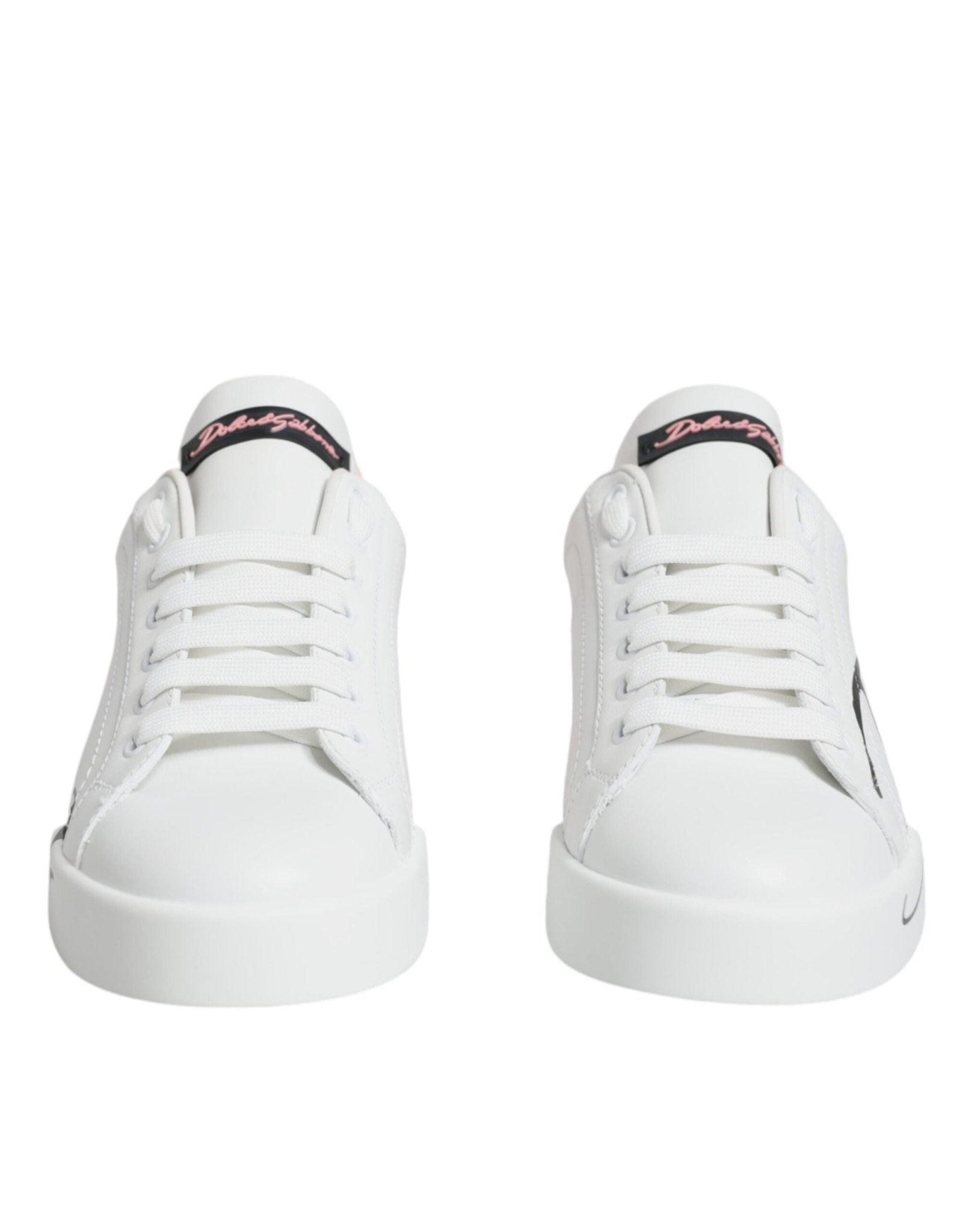 Dolce & Gabbana White Pink Portofino Low Top Sneakers Shoes - SMARTMARTNZ