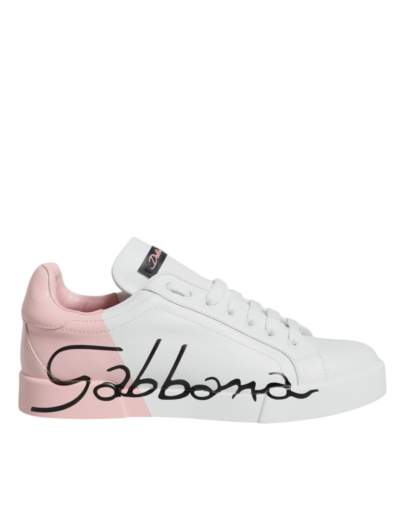 Dolce & Gabbana White Pink Portofino Low Top Sneakers Shoes - SMARTMARTNZ