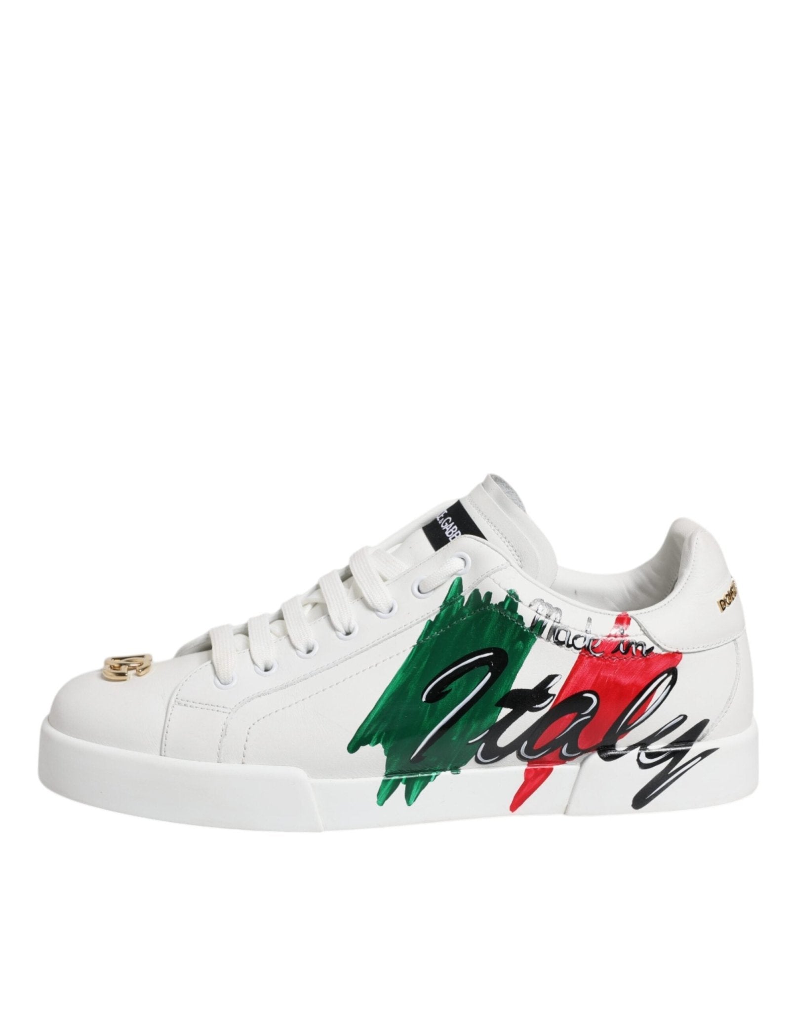 Dolce & Gabbana White Portofino Made In Italy Print Sneakers Shoes - SMARTMARTNZ