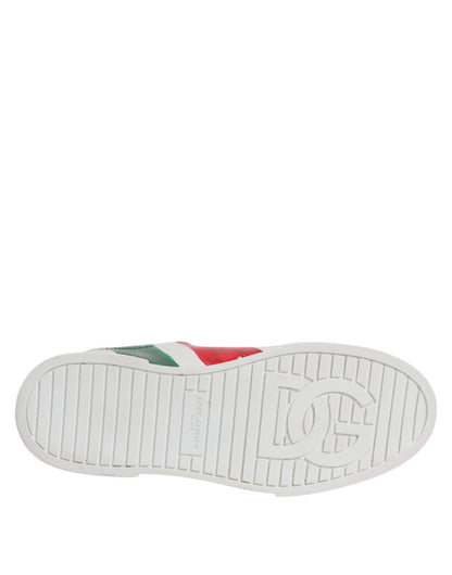 Dolce & Gabbana White Portofino Made In Italy Print Sneakers Shoes - SMARTMARTNZ