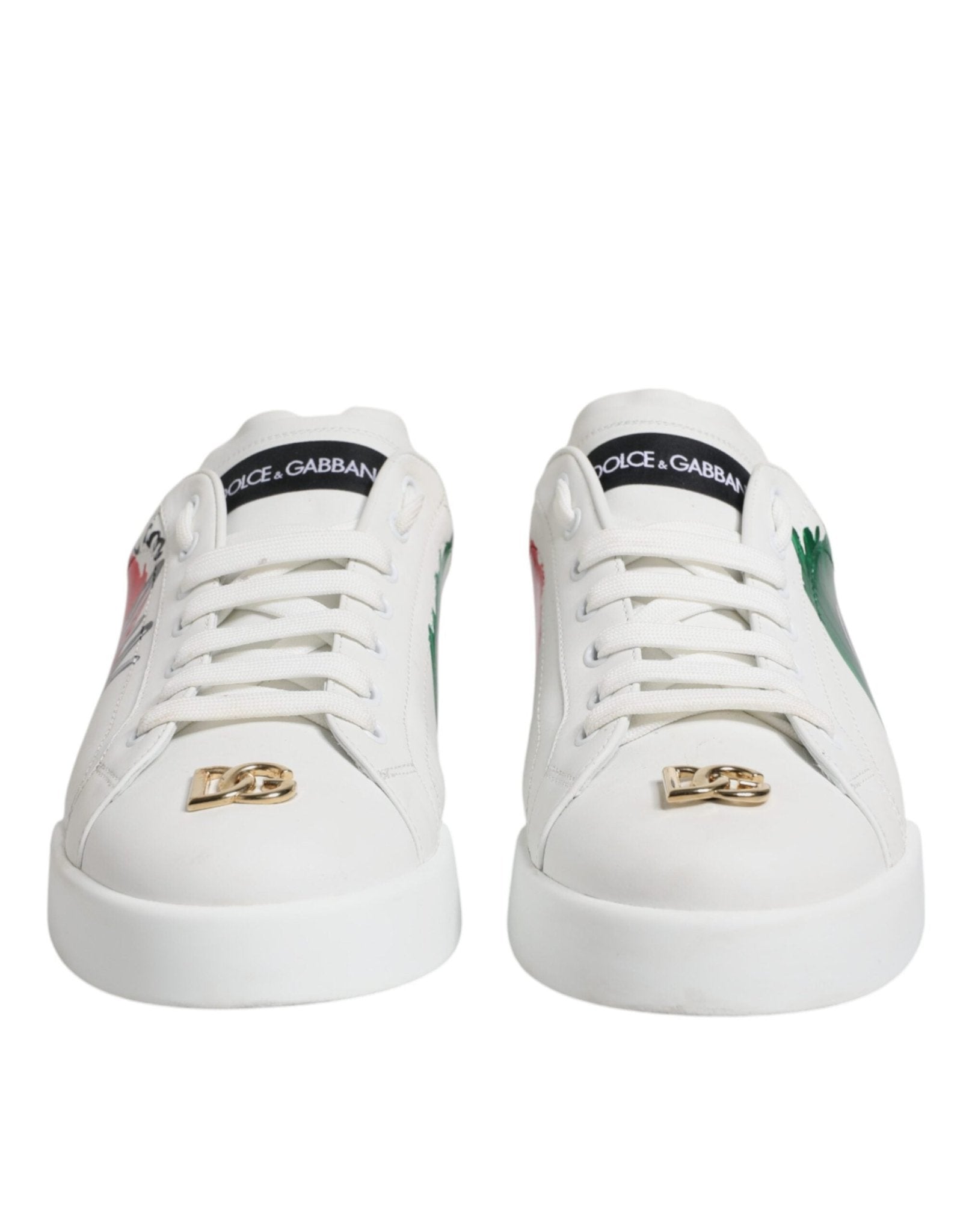 Dolce & Gabbana White Portofino Made In Italy Print Sneakers Shoes - SMARTMARTNZ