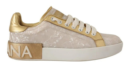 Dolce & Gabbana White Portofino Mother Of Pearl Sneakers Casual Shoes - SMARTMARTNZ
