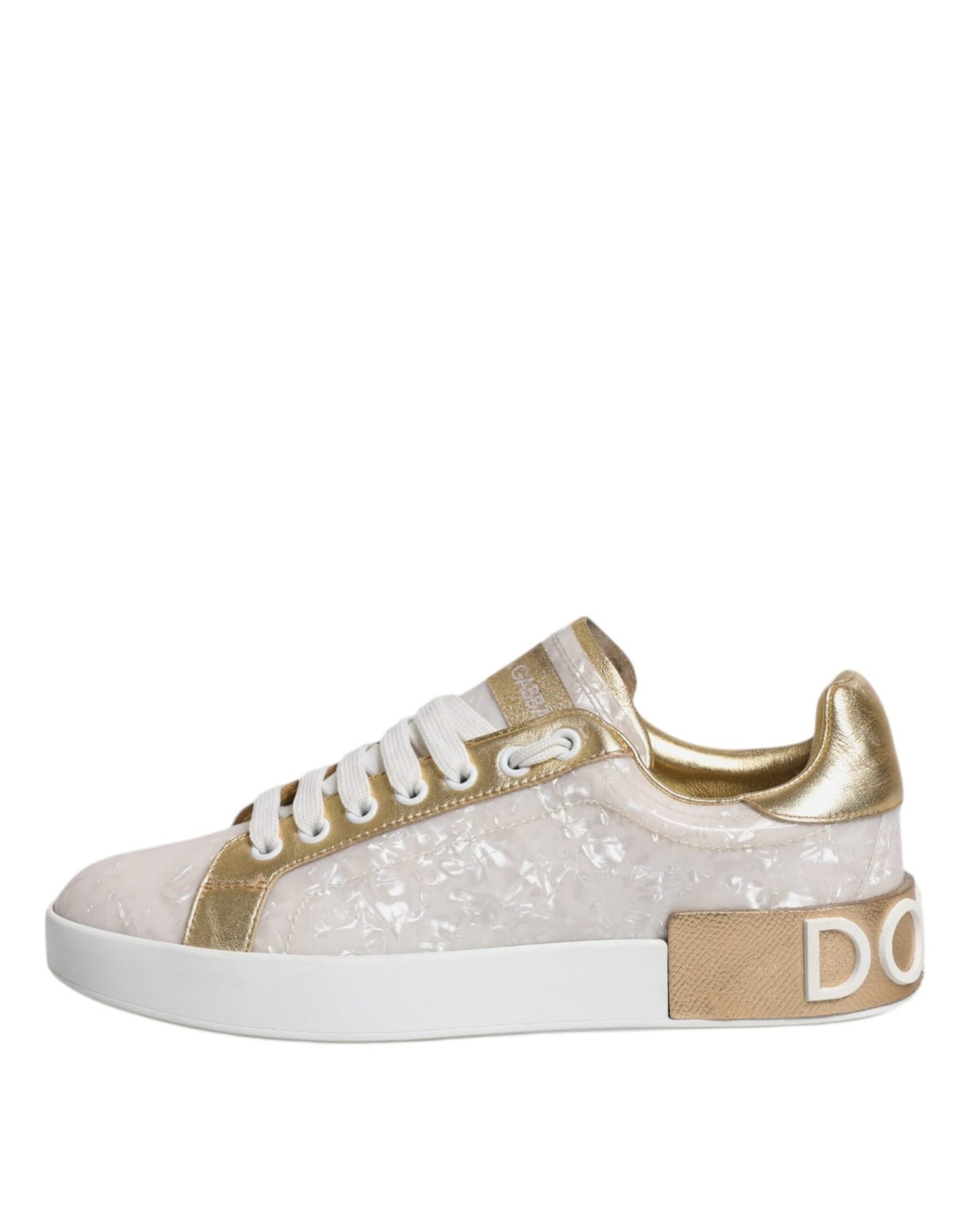 Dolce & Gabbana White Portofino Mother Of Pearl Sneakers Casual Shoes - SMARTMARTNZ