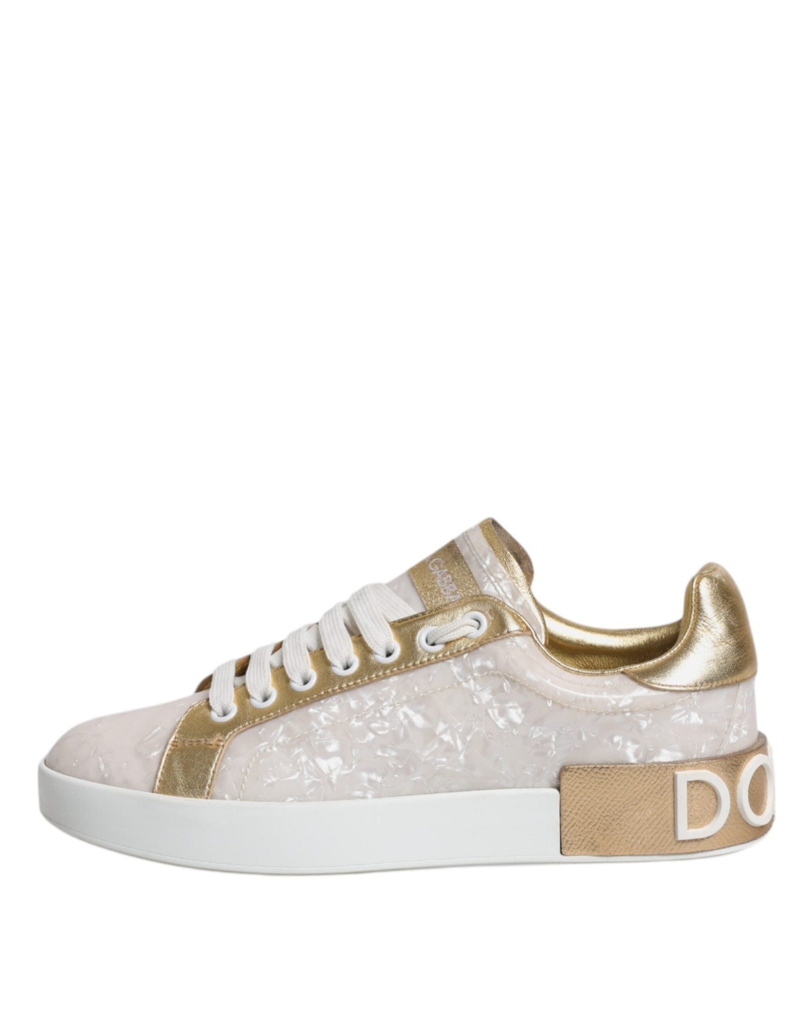 Dolce & Gabbana White Portofino Mother Of Pearl Sneakers Casual Shoes - SMARTMARTNZ