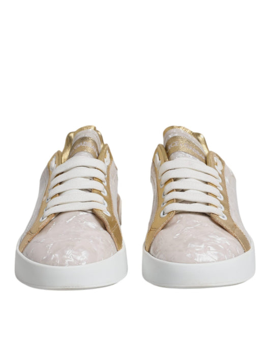 Dolce & Gabbana White Portofino Mother Of Pearl Sneakers Casual Shoes - SMARTMARTNZ