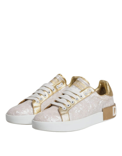 Dolce & Gabbana White Portofino Mother Of Pearl Sneakers Casual Shoes - SMARTMARTNZ