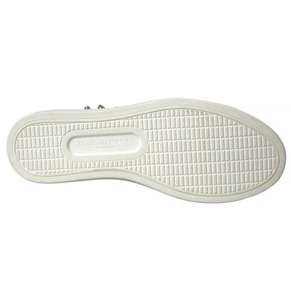 Dolce & Gabbana White Portofino Sacred Heart Sneakers Women Shoes - SMARTMARTNZ