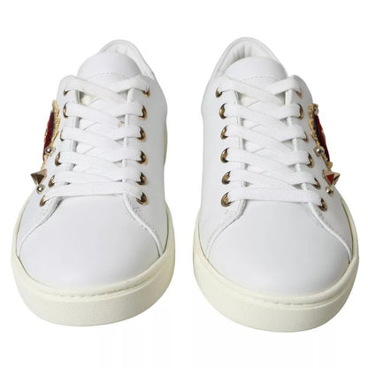 Dolce & Gabbana White Portofino Sacred Heart Sneakers Women Shoes - SMARTMARTNZ