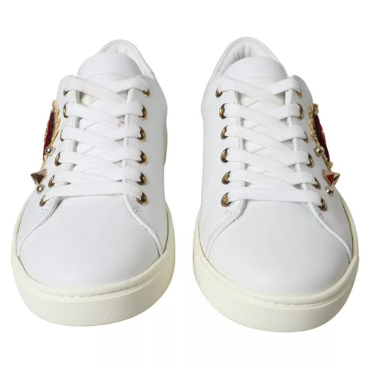 Dolce & Gabbana White Portofino Sacred Heart Sneakers Women Shoes - SMARTMARTNZ