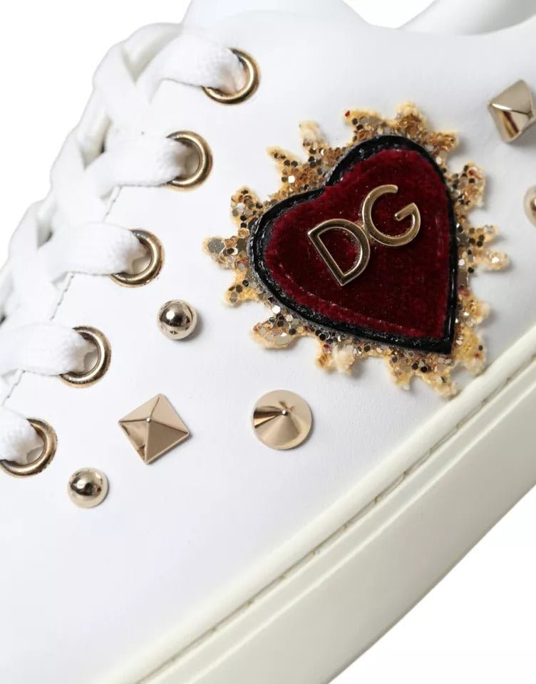 Dolce & Gabbana White Portofino Sacred Heart Sneakers Women Shoes - SMARTMARTNZ