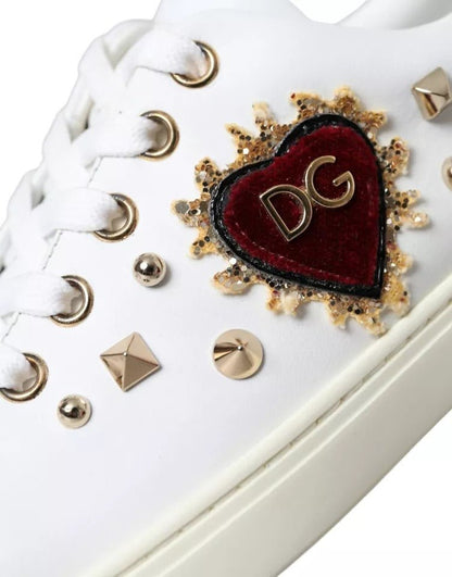 Dolce & Gabbana White Portofino Sacred Heart Sneakers Women Shoes - SMARTMARTNZ