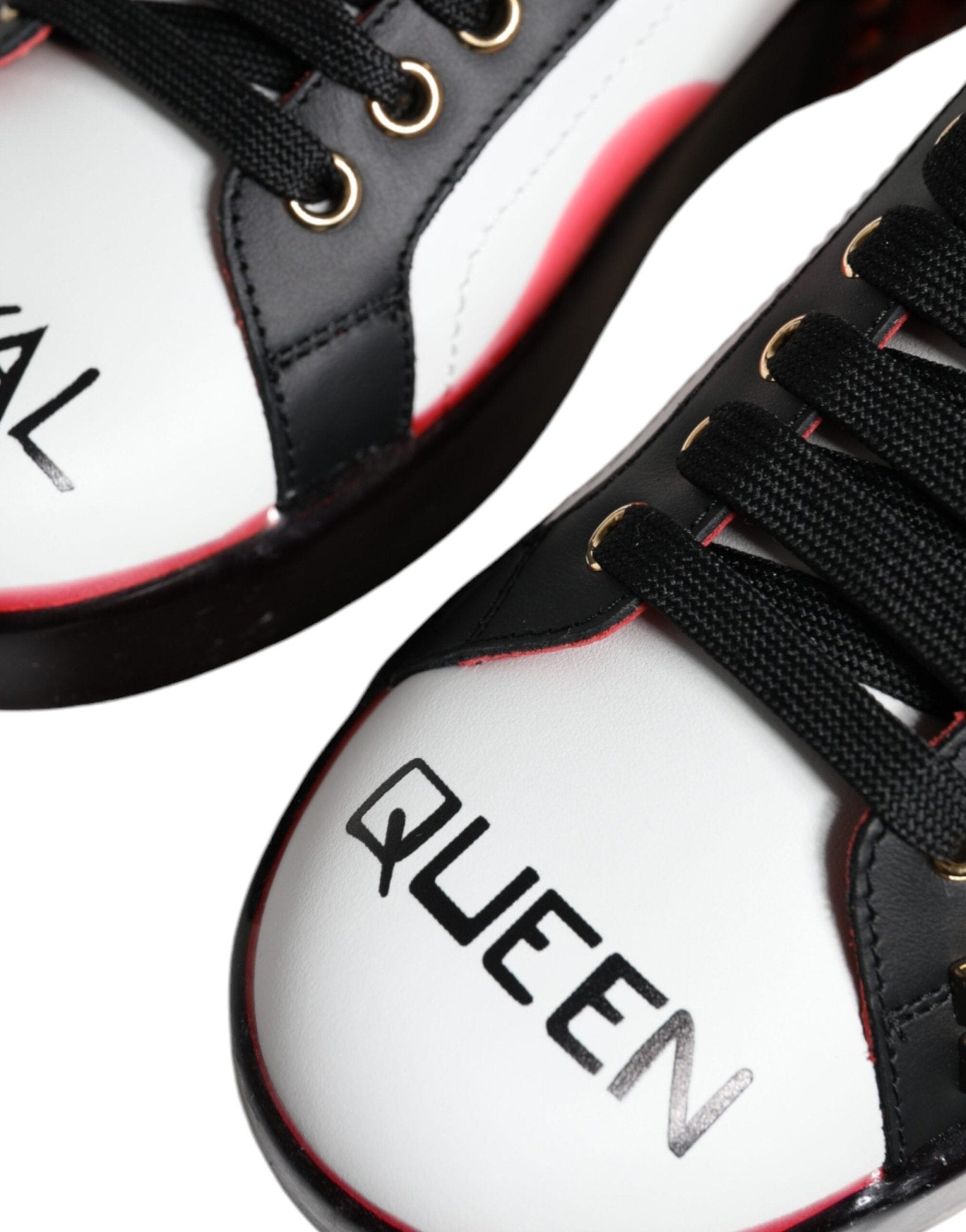 Dolce & Gabbana White Red Crystals Leather Portofino Sneakers Shoes - SMARTMARTNZ