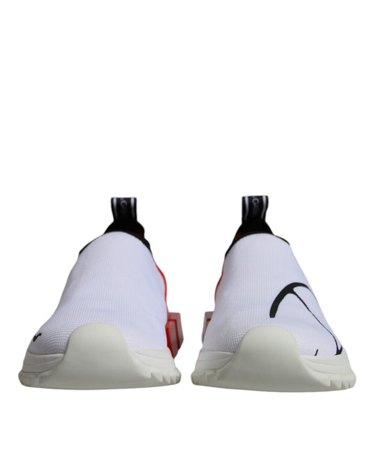 Dolce & Gabbana White Red Low Top Sorrento Men Sneakers Shoes - SMARTMARTNZ