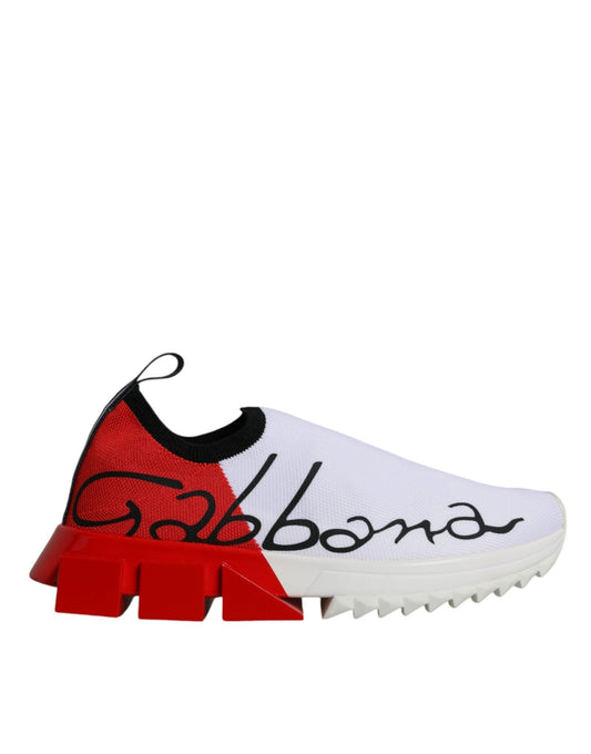 Dolce & Gabbana White Red Low Top Sorrento Men Sneakers Shoes - SMARTMARTNZ