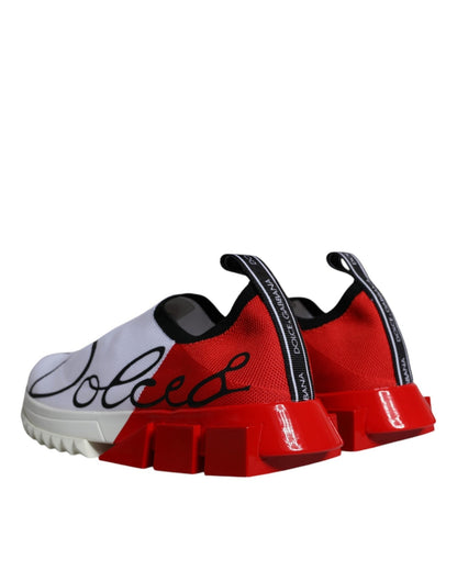 Dolce & Gabbana White Red Low Top Sorrento Men Sneakers Shoes - SMARTMARTNZ