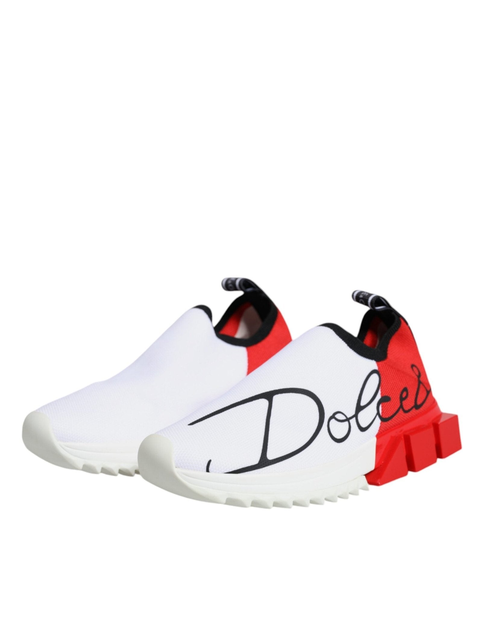 Dolce & Gabbana White Red Low Top Sorrento Men Sneakers Shoes - SMARTMARTNZ