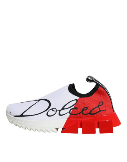 Dolce & Gabbana White Red Low Top Sorrento Men Sneakers Shoes - SMARTMARTNZ