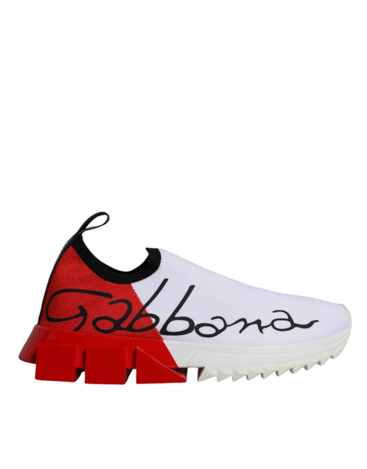 Dolce & Gabbana White Red Low Top Sorrento Men Sneakers Shoes - SMARTMARTNZ