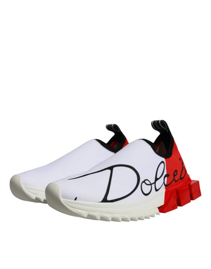 Dolce & Gabbana White Red Low Top Sorrento Men Sneakers Shoes - SMARTMARTNZ