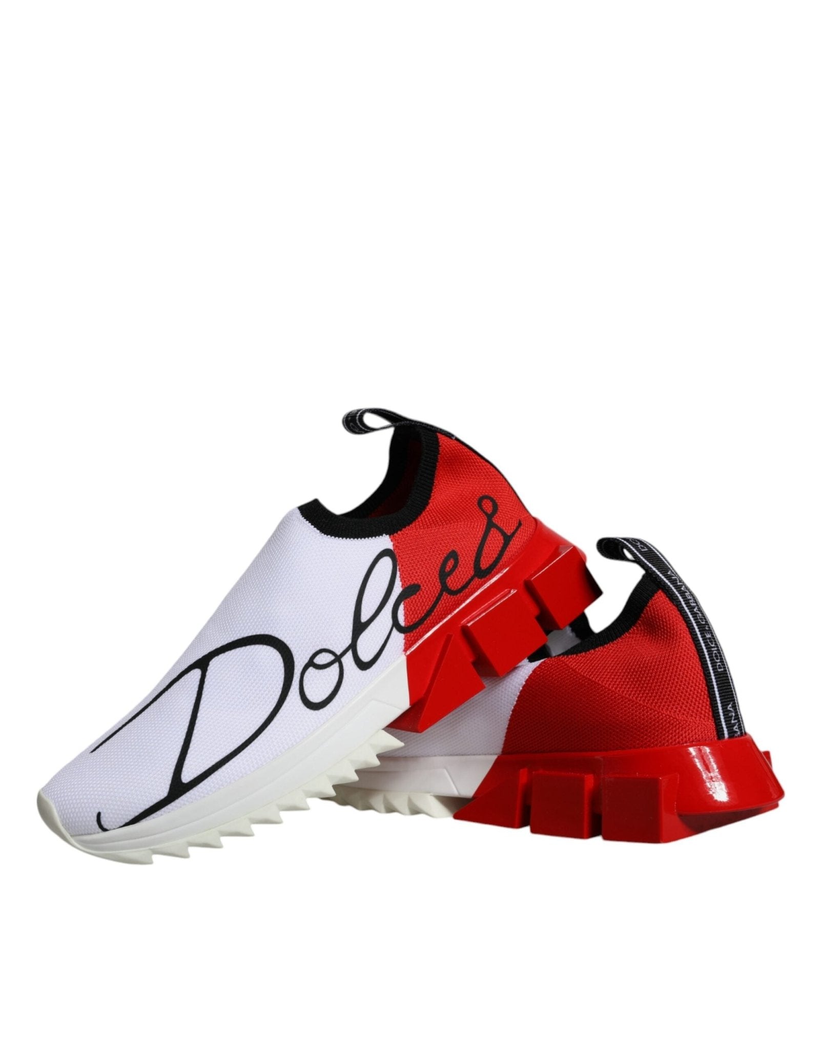 Dolce & Gabbana White Red Low Top Sorrento Men Sneakers Shoes - SMARTMARTNZ